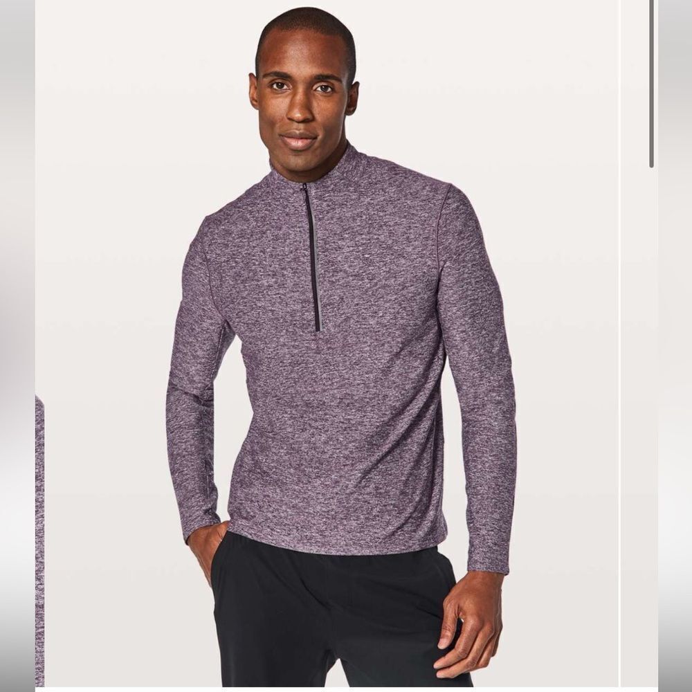 lululemon athletica Men's Heathered Purple Quarter-Zip Long Sleeve